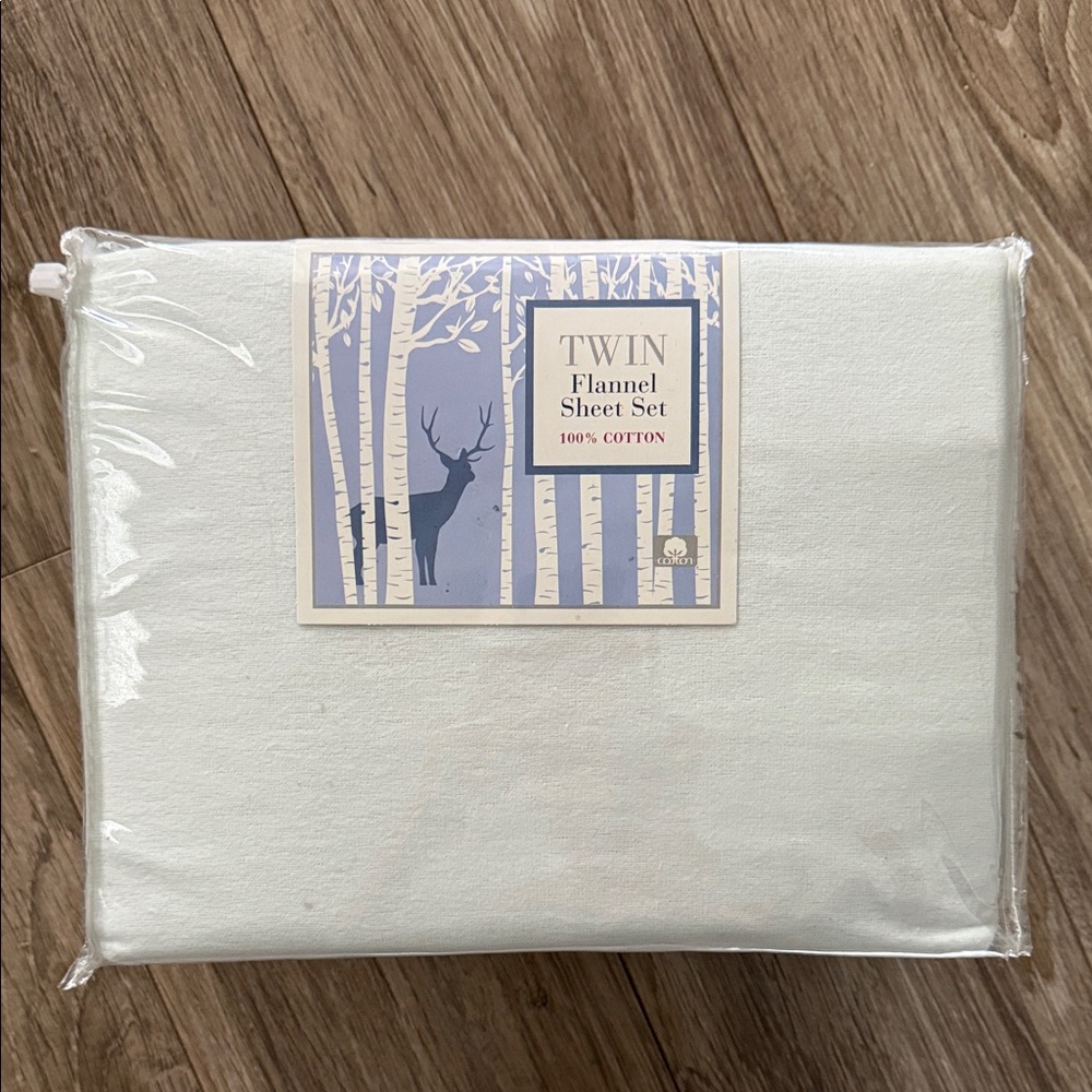 Twin Flannel Sheet Set - White